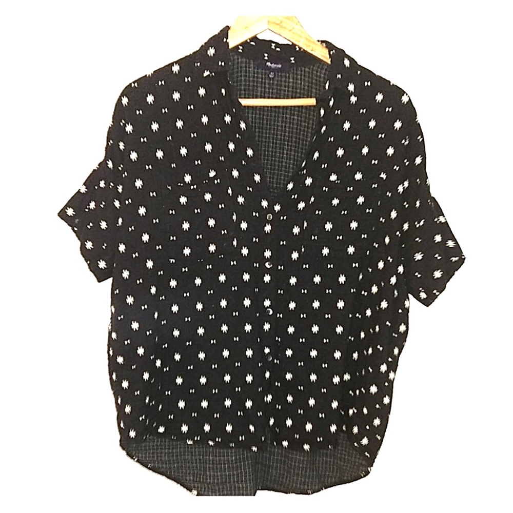 Madewell black print courier button down shirt